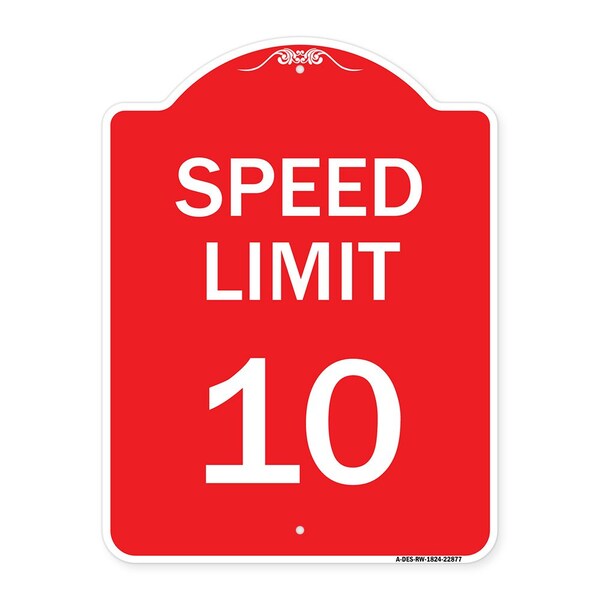 Signmission Speed Reduction Sign Speed Limit 10 Mph, Red & White Aluminum Sign, 18" x 24", RW-1824-22877 A-DES-RW-1824-22877 - main